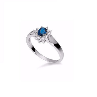 Guld & Sølv Design hvidguld ring 14 karat med safir