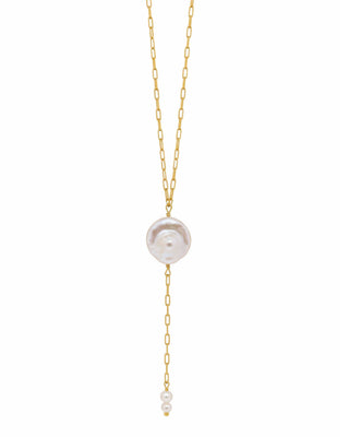 Hultquist Luna Pearl Drop halskæde i forgyldt sølv – 05914 G