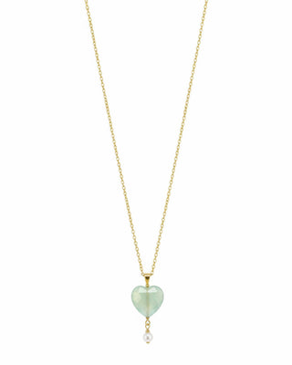 Hultquist Aura Heart Aventurine halskæde i forgyldt sølv – 05923 G