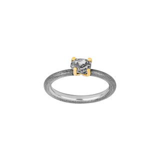 Sølv oxyd/forg. ring m/Herkimer-diamant Str.56