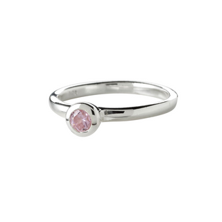 Sølvring m/pink cz Str.49