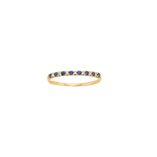 14kt. guldring m/safir og dia 0.028ct W/SI