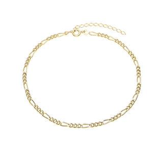 Ankelkæde Figaro forgyldt sterling sølv 23 + 4 cm