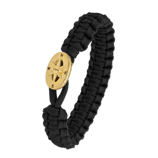 From Soldier to Soldier armbånd sort med Compass-lås i forgyldt stål – 2604-FSTS-BLA-G09