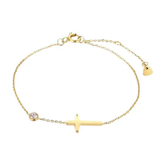 Bracelet cross waterproof gold-plated steel 163010