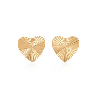 ZIA Sunset øreringe i vandfast stål – hjerteformede guld studs | 11x12 mm