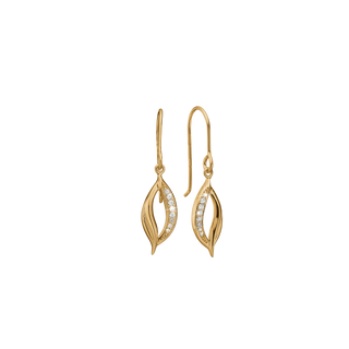Aagaard Ørehænger, 8kt guld, blad m/16 cz – 1670-G8-02