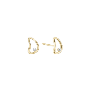 Aagaard Ørestikker Bue m/perle 10x8mm, forg søl i forgyldt sølv – 1671-S-G38