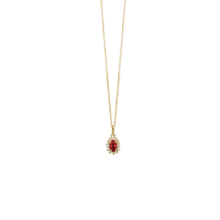 Aagaard rubin halskæde i 8 kt. guld med diamant – 1680-G8-23-45