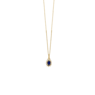 Aagaard safir halskæde i 8 kt. guld med diamant – 1680-G8-24-45