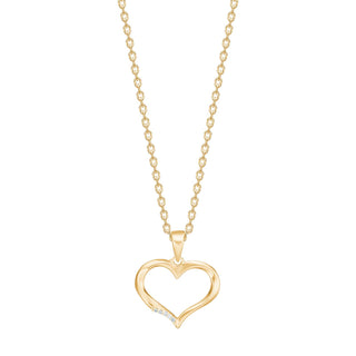 14 kt. guldhjerte m/dia. 0,006 ct W/SI inkl. forgyldt kæde