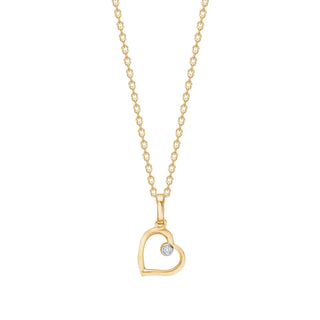 14kt. guldhjerte m/dia. 0,008ct W/SI inkl. forg. kæde