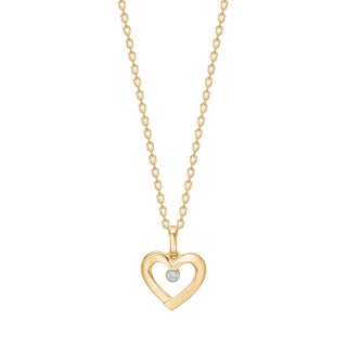 14kt. guldhjerte m/dia. 0,008ct W/SI inkl. forg. kæde