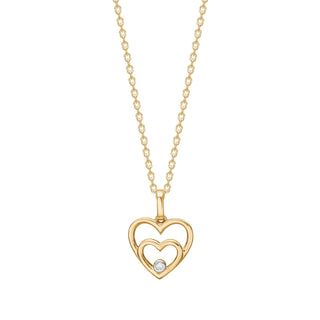 14kt. guldhjerte m/dia. 0,008ct W/SI inkl. forg. kæde