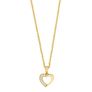14 kt. Gold heart pendant w. 0.04 ct TW/SI incl. gold-plated chain