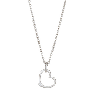 14kt. hvidguldshjerte m/dia. 0.010ct W/P1 inkl. sø