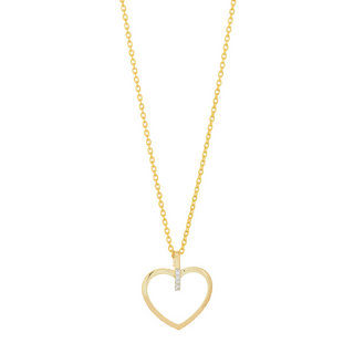 14kt. guldhjerte m/dia. 0.02ct W/SI og forg. kæde