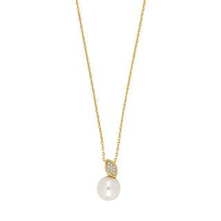 14kt. guldvedh. m/dia. 0.045ct W/SI+perle og forg.