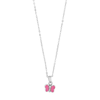 Rhod. sølvvedhæng sommerfugl m/emalje og cz inkl.