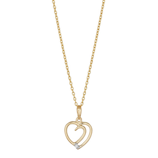 14kt. guldhjerte m/dia. 0.005ct W/SI inkl. forg. K