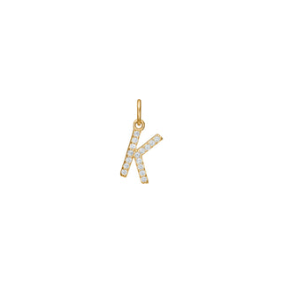 14kt. guldvedhæng bogstav m. cz - K