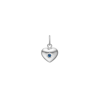 Sølvhjerte m/synt. safir 9mm