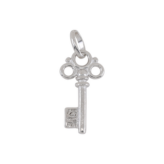 Rhod. sølv vedhæng/charm nøgle 19mm
