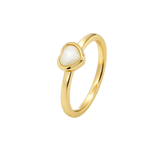 Christina Heart mother of pearl Ring - Blankpoleret Forgyldt Sterling Sølv m. 1 Perlemor 1.3.B