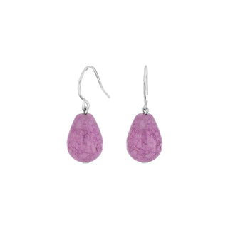 Sølv rhod. ørehænger m. pink cloudy quartz
