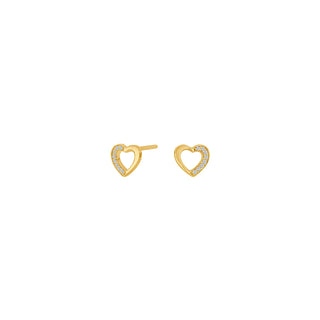 14kt. Gold heart stud earrings w. 0.04ct TW/SI