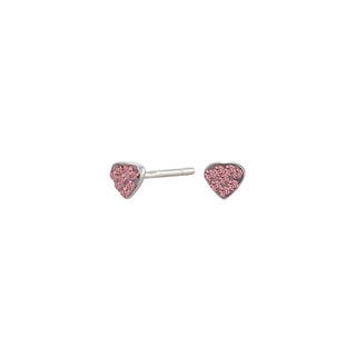 Rhod. sølvørestikker hjerte m/pink cz.