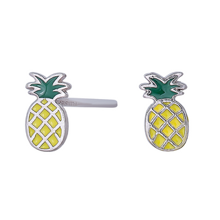Rhod. sølvørestikker ananas m/emalje