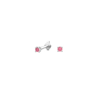 Rhod. sølvørestikker m/pink topaz farve cz
