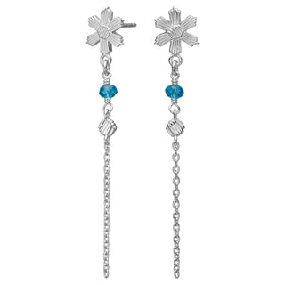 Rhd. sølv ørehængere aqua blomst BRODERIE52