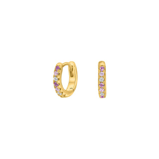 Forg. sølvcreoler m/multi pink cz
