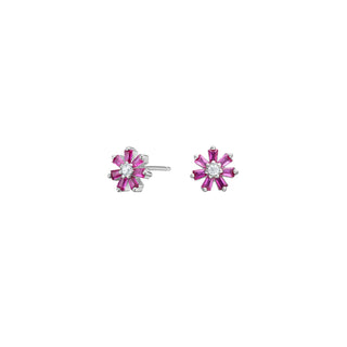 Rhd. sølvørestikker blomst m/ rød cz