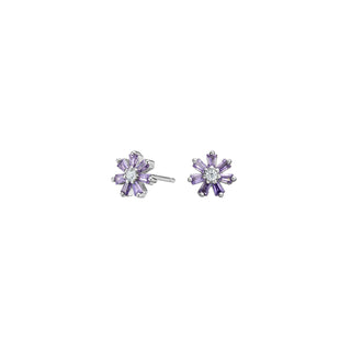 Rhd. sølvørestikker blomst m/ lilla cz