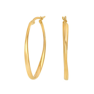 8 kt. guldcreoler, ovale og snoede, 34x2,5 mm