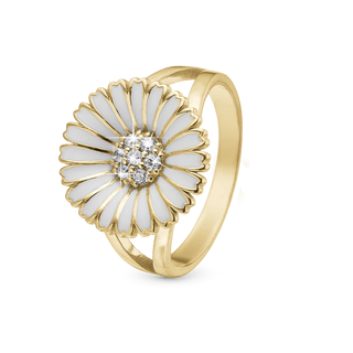Marguerit Ø15mm Ring - Forgyldt Sterling Sølv m. 7 Hvide Cubic Zirkonia