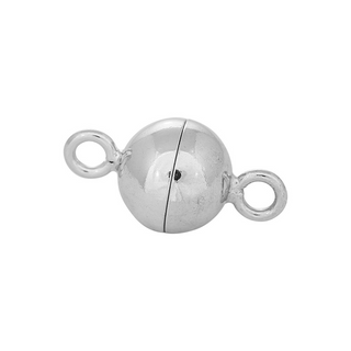 Rhod. Sølv magnet perlelås 8mm blank