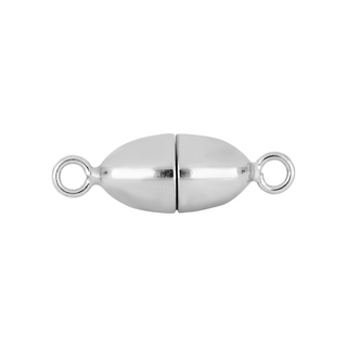 Rhod. Sølv magnet perlelås oval 6mm blank