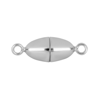 Rhod. Sølv magnet perlelås oval 8mm blank