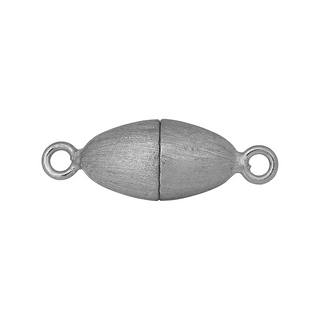 Rhod. Sølv magnet perlelås oval 8mm mat