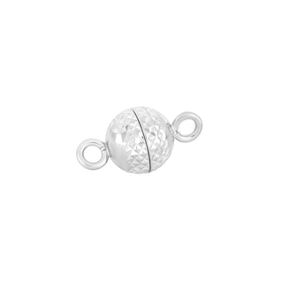 Rhod. Sølv magnet perlelås 6mm m. dia cut