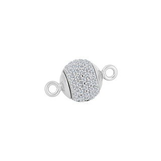 Rhod. Sølv magnet perlelås pavé. m. cz 12mm