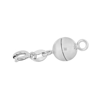 Rhod. Sølv magnet perlelås 8mm m. fjederring