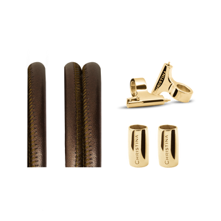 Christina Classic Lædersæt Til Ur - Army m. 16 mm Forgyldt T-Bars 604-16Garmy