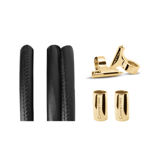 Christina Classic Lædersæt Til Ur - Sort m. 16 mm Forgyldt T-Bars 604-16Gblack