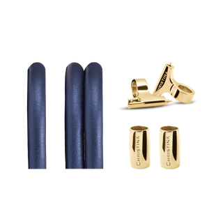 Christina Classic Lædersæt Til Ur - Blå m. 16 mm Forgyldt T-Bars 604-16Gblue