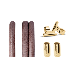 Christina Classic Lædersæt Til Ur - Brun m. 16 mm Forgyldt T-Bars 604-16Gbrown